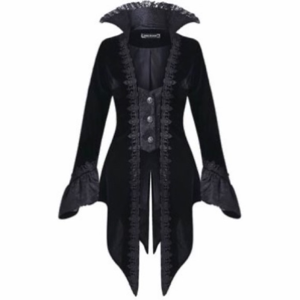 DARK IN LOVE NWT Black Velvet Lace Bell Sleeve Button Front Jacket - Picture 14 of 14
